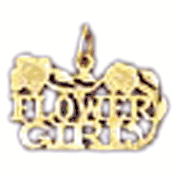 14K Gold Flower Girl Saying Charm-Daz-10402