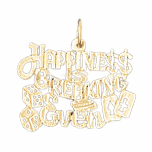 14K Gold Happiness Is Breaking Even Saying Charm-Daz-10667