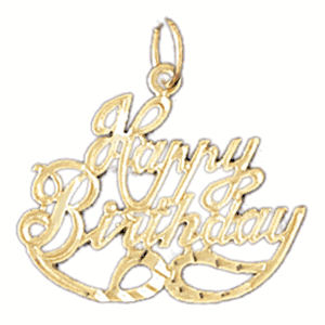 14K Gold Happy Birthday Saying Charm-Daz-10072