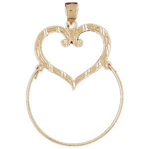 14K Gold Heart Charm Holder-Daz-4206