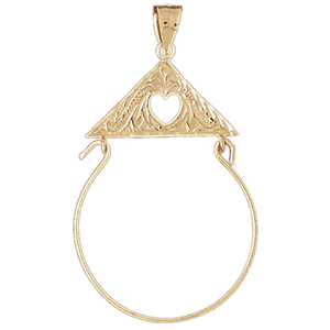 14K Gold Heart Charm Holder-Daz-4212