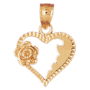 14K Gold Heart/Flower Charm-Daz-3825