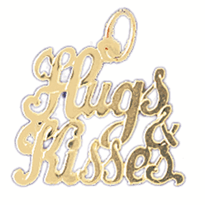 14K Gold Hugs and Kisses Saying Charm-Daz-10227