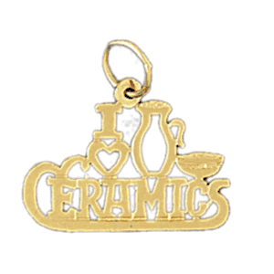 14K Gold I Love Ceramics Saying Charm-Daz-10808