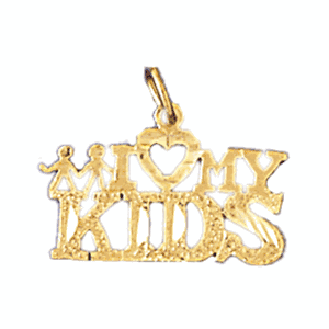 14K Gold I Love My Kids Saying Charm-Daz-9908