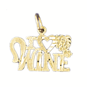 14K Gold I Love Wine Saying Charm-Daz-10826