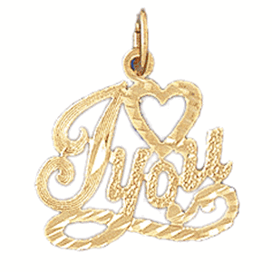 14K Gold I Love You Saying Charm-Daz-10196