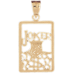 14K Gold Joker Playing Card Charm-Daz-5473