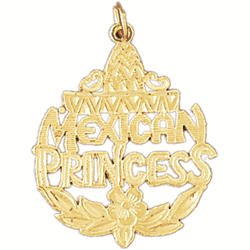 14K Gold Maxican Princess Saying Charm-Daz-10424