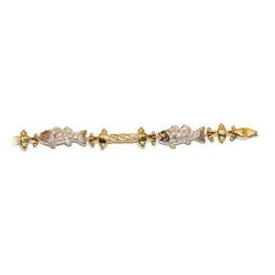 14k Gold Pave Bass with Rope Bars 7 Inch Bracelet- 507