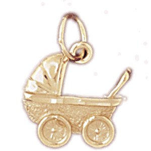 14K Gold Perambulator Baby Charm-Daz-5929