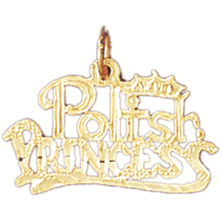 14K Gold Polish Princess Saying Charm-Daz-10420