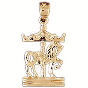 14K Gold Prancing Horse Carousel Charm-Daz-5977