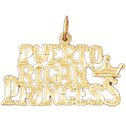 14K Gold Puerto Rican Princess Saying Charm-Daz-10425