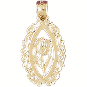 14K Gold Rose Flower Charm-Daz-6707