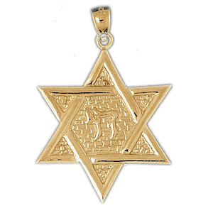 14K Gold Star Of David Medal Charm-Daz-9188