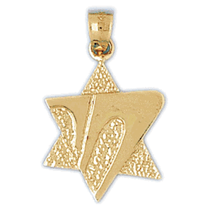 14K Gold Star of David Medal Charm-Daz-9193