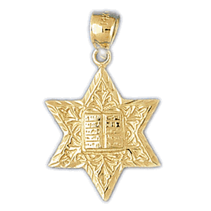 14K Gold Star of David Medal Charm-Daz-9196