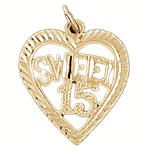 14K Gold Sweet 15 Saying Charm-Daz-10335