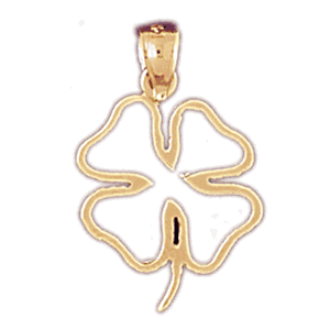 14K Gold Thin Hollow Four Leaf Clover Charm-Daz-5371