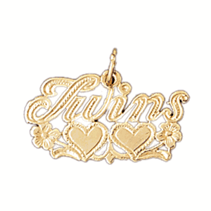 14K Gold Twins Saying Charm-Daz-9930