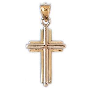14K Gold Two Tone Cross Charm-Daz-7768