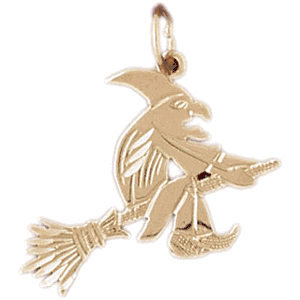 14K Gold Witch On Broom Charm-Daz-5600