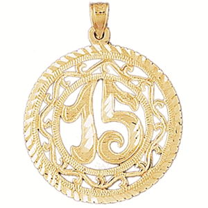 14k Yellow Gold 15, Fifteen Charm daz-9676