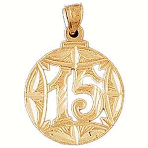 14k Yellow Gold 15, Fifteen Charm daz-9677