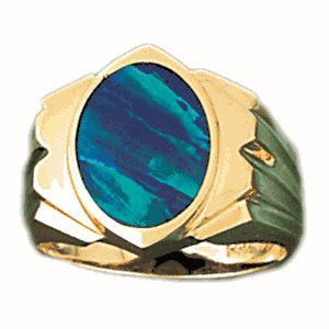 14k Yellow Gold Created Opal Ring daz-14676