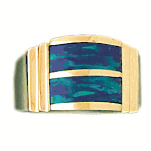 14k Yellow Gold Created Opal Ring daz-14691