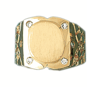 14k Yellow Gold CZ Signet Ring daz-14561