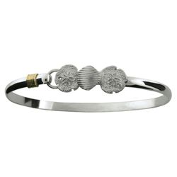 2 Scallop and 1 Sand Dollar Hook Bracelet - Silver & 14K 4mm 6.5 Inch - C4SSDS65