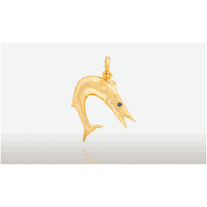 20mm Small Half Wahoo Fish Pendant - 14K Gold