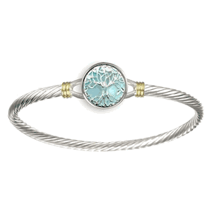 3.5mm Tree Of Life Larimar Cable Hook Bracelet With 14ky Wraps 6.0  - CBLC35TLL60