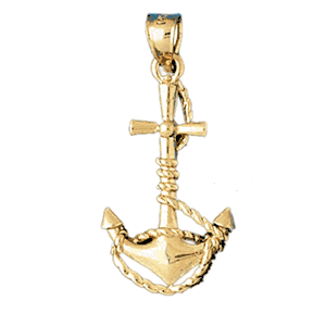 14K Gold 3-D Anchor Charm-Daz-1104