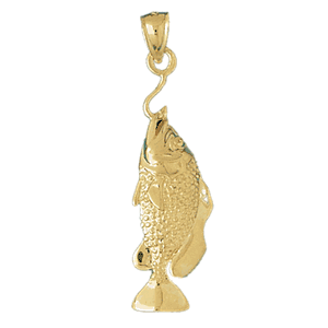14K Gold 3-D Bass Charm-Daz-600
