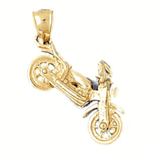 14K Gold 3-D Motorcycle Charm-Daz-3640