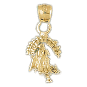 3-D Two Tone Turkey Gold Charm DAZ-2290