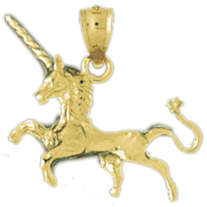 14K Gold 3-D Unicorn Charm-Daz-1859
