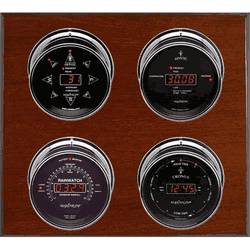Marconi 4 Dial Weather Stations Wind, Pressure, Rainfall, Tides - Chrome/Black, Mahogany