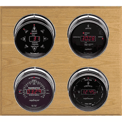 Marconi 4 Dial Weather Stations Wind, Pressure, Rainfall, Tides - Chrome/Black, Oak