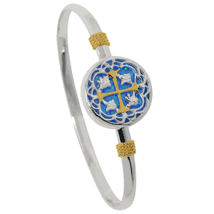 4mm Treasure Coin Created Opal Hook Bracelet W/14ky Wraps  & Cro6.5  - TT4TCOP65