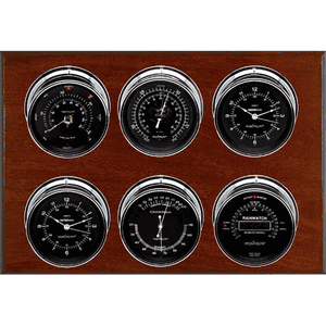 Weathermaster 2S 6 Dial Weather Stations Wind, Pressure, Temperature, Time, Indoor Humidity, Rainfall - Chrome/Black, Mahogany