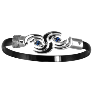 6mm Black Titanium Bar Irmaria Hurricane Bracelet Sterling Silver Wraps and Imi Sapphires 7.0 Inch - S6IMBT70