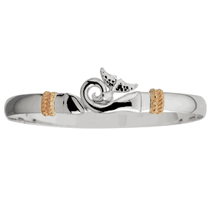 6mm Dolphin Tail Wave Hook Bracelet W/plain Bar & 14ky Wraps 7.0  - C6DTW270