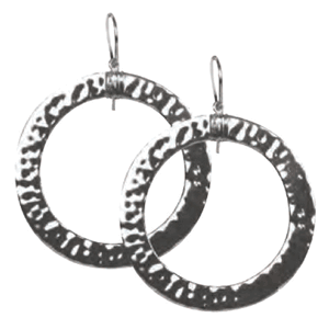 6mm Hammered Small Circle Earrings W/wraps  - ES6HAMWSM