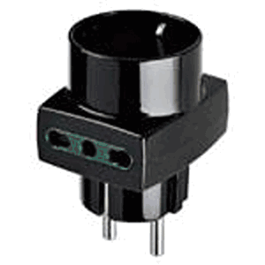 Adapter: German/french Plug To Italian Standard Sockets, P17/11 And P30, 1500w Max, Black, Sicury - Vm00325