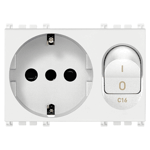 Arke: Italian Standard P30 Sicury Outlet, 2p+e, 16a, 250v, White, 3 Modules - Vm19276.b