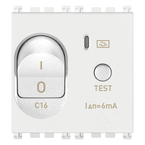 Arke White: 1p+n, C16, Rcbo, 120-230v 6ma, 50-60hz, White, 2 Module - Vm19411.16.6.b